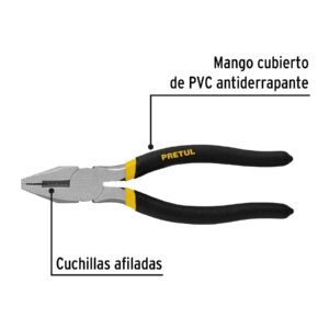 Pinza para electricista 7' mango de PVC, PRETUL - Imagen 3