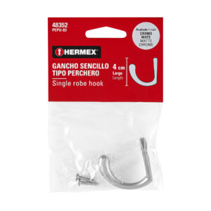 Gancho sencillo tipo perchero, 4 cm, cromo mate, HERMEX - Imagen 5