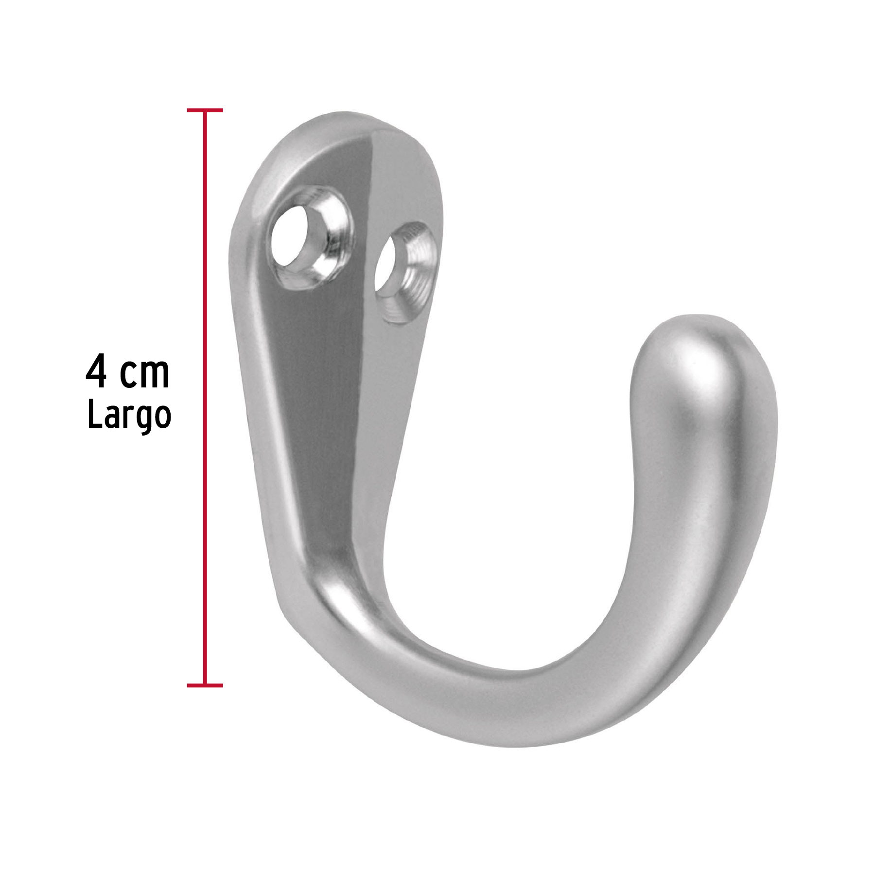 Gancho sencillo tipo perchero, 4 cm, cromo mate, HERMEX - Imagen 4