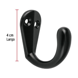 Gancho sencillo tipo perchero, 4 cm, negro, HERMEX - Imagen 3