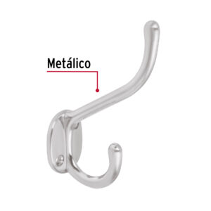 Gancho doble largo y corto tipo perchero, 11 cm, cromo mate - Imagen 3