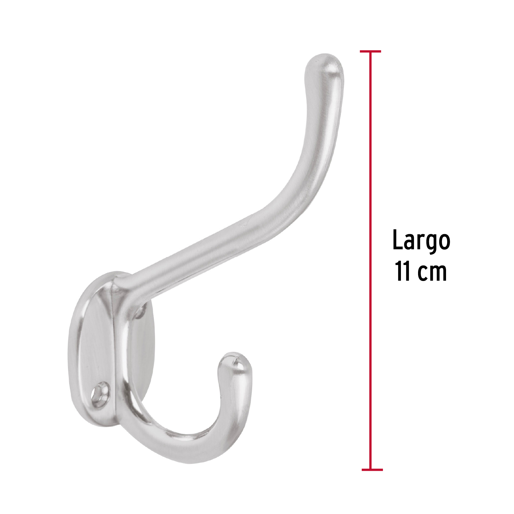 Gancho doble largo y corto tipo perchero, 11 cm, cromo mate - Imagen 4