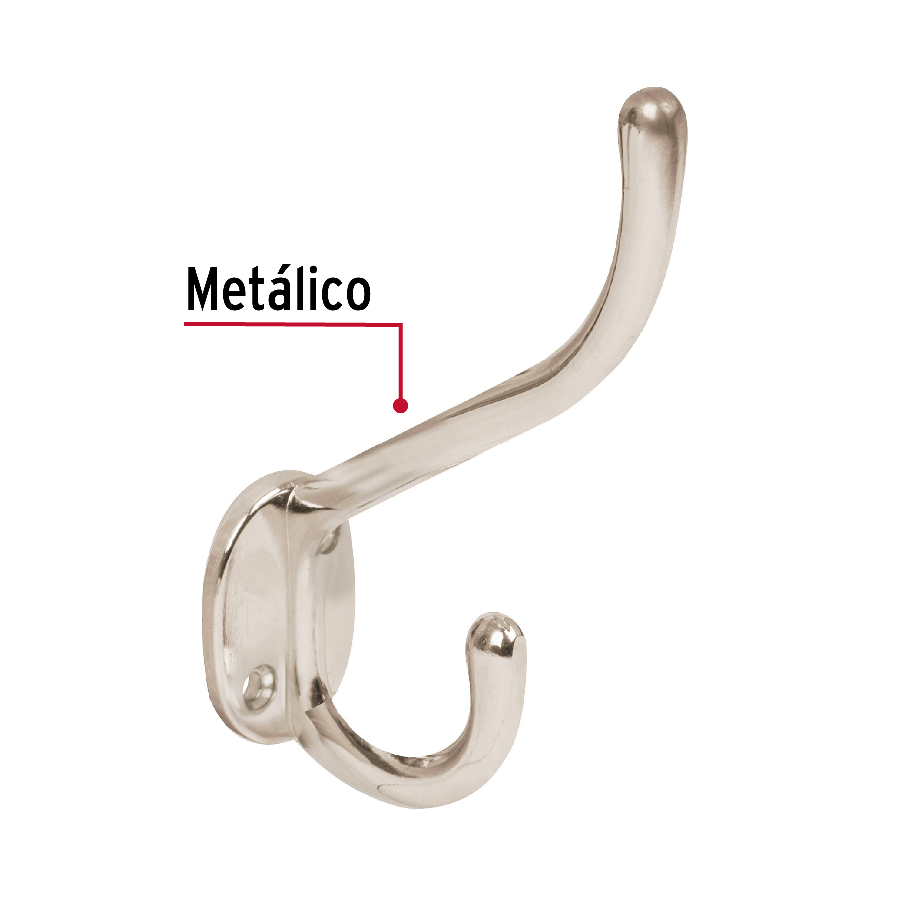 Gancho doble largo y corto tipo perchero, 11 cm, níquel - Imagen 3