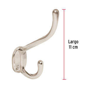 Gancho doble largo y corto tipo perchero, 11 cm, níquel - Imagen 4