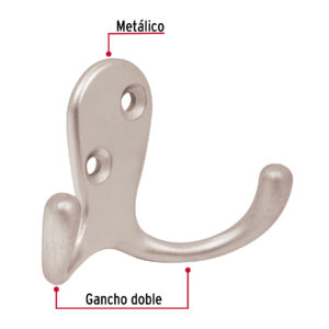 Gancho doble tipo perchero, 7 cm, níquel satinado, HERMEX - Imagen 3