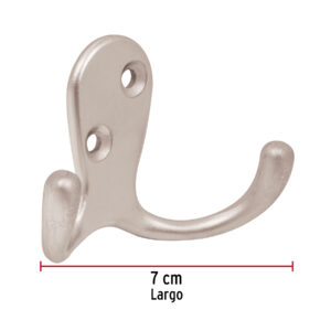 Gancho doble tipo perchero, 7 cm, níquel satinado, HERMEX - Imagen 4