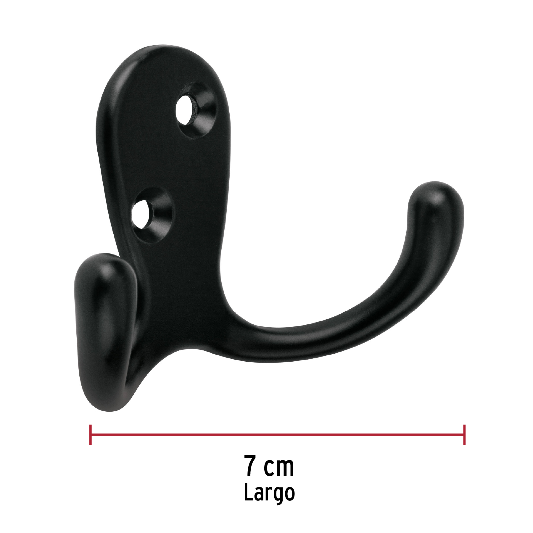 Gancho doble tipo perchero, 7 cm, negro, HERMEX - Imagen 3