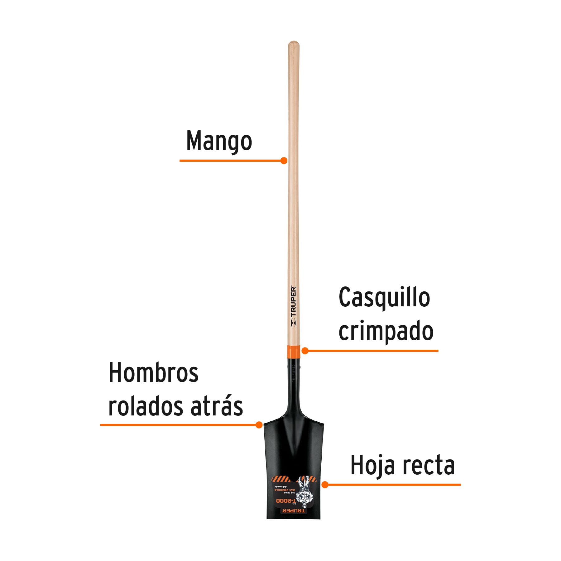 Pala escarramán T-2000, mango largo 45', TRUPER - Imagen 3