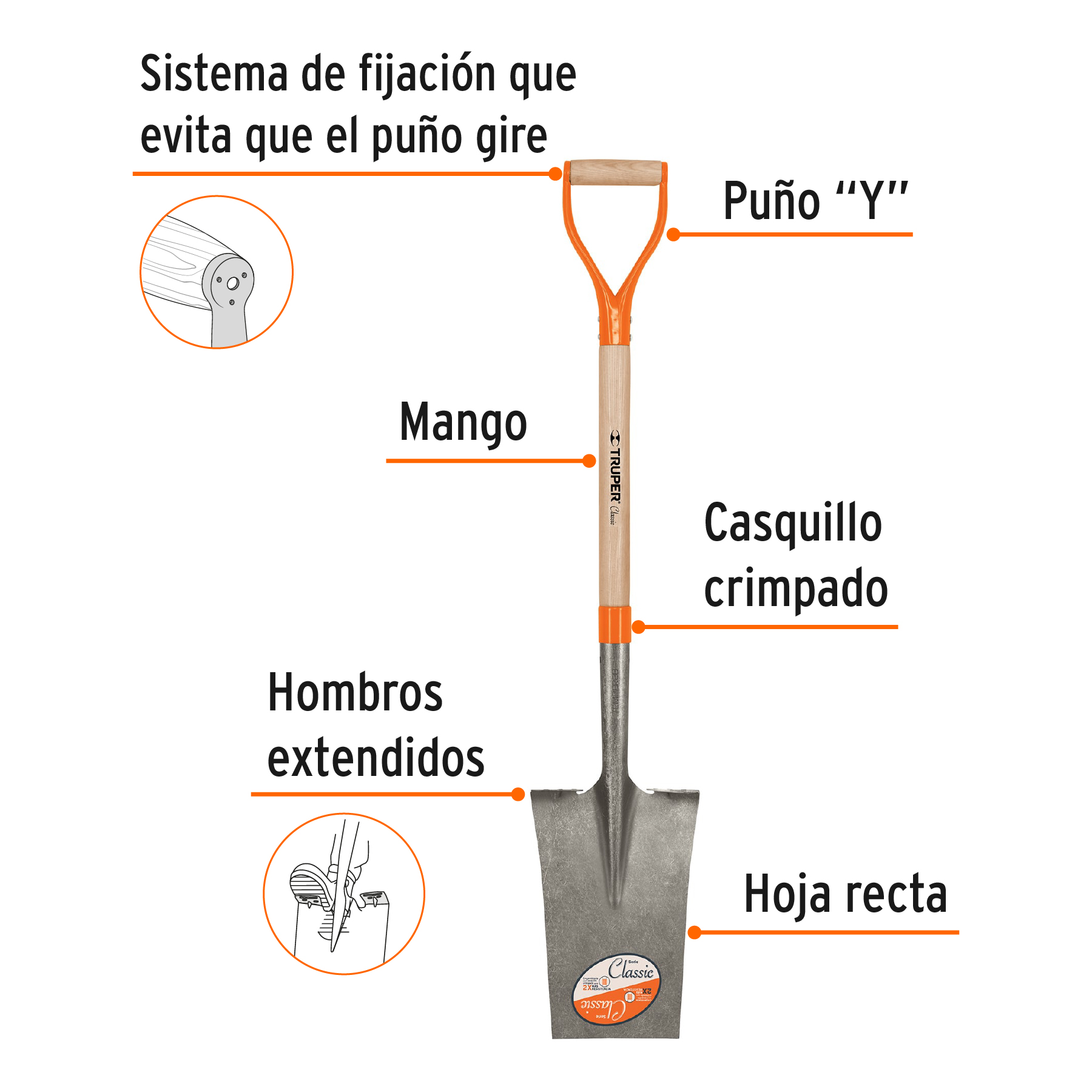Pala escarramán Classic, puño 'Y', TRUPER - Imagen 3