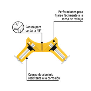 Prensa esquinera de 3', cuerpo aluminio, PRETUL - Imagen 3