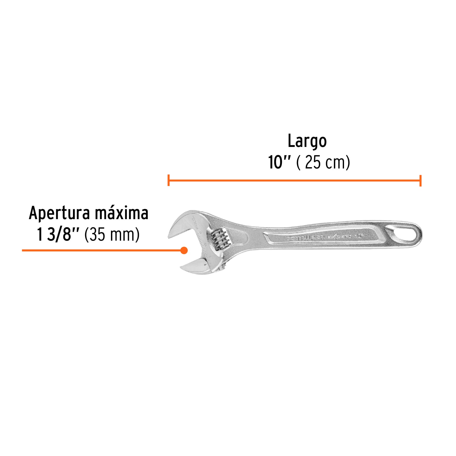 Llave ajustable (perico) 10' profesional cromada, EXPERT - Imagen 4