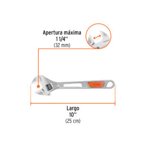 Llave ajustable (perico) 10' cromada, TRUPER - Imagen 4