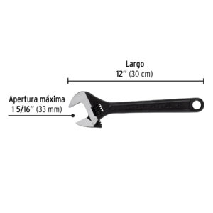 Llave ajustable (perico) 12' pavonada, PRETUL - Imagen 4