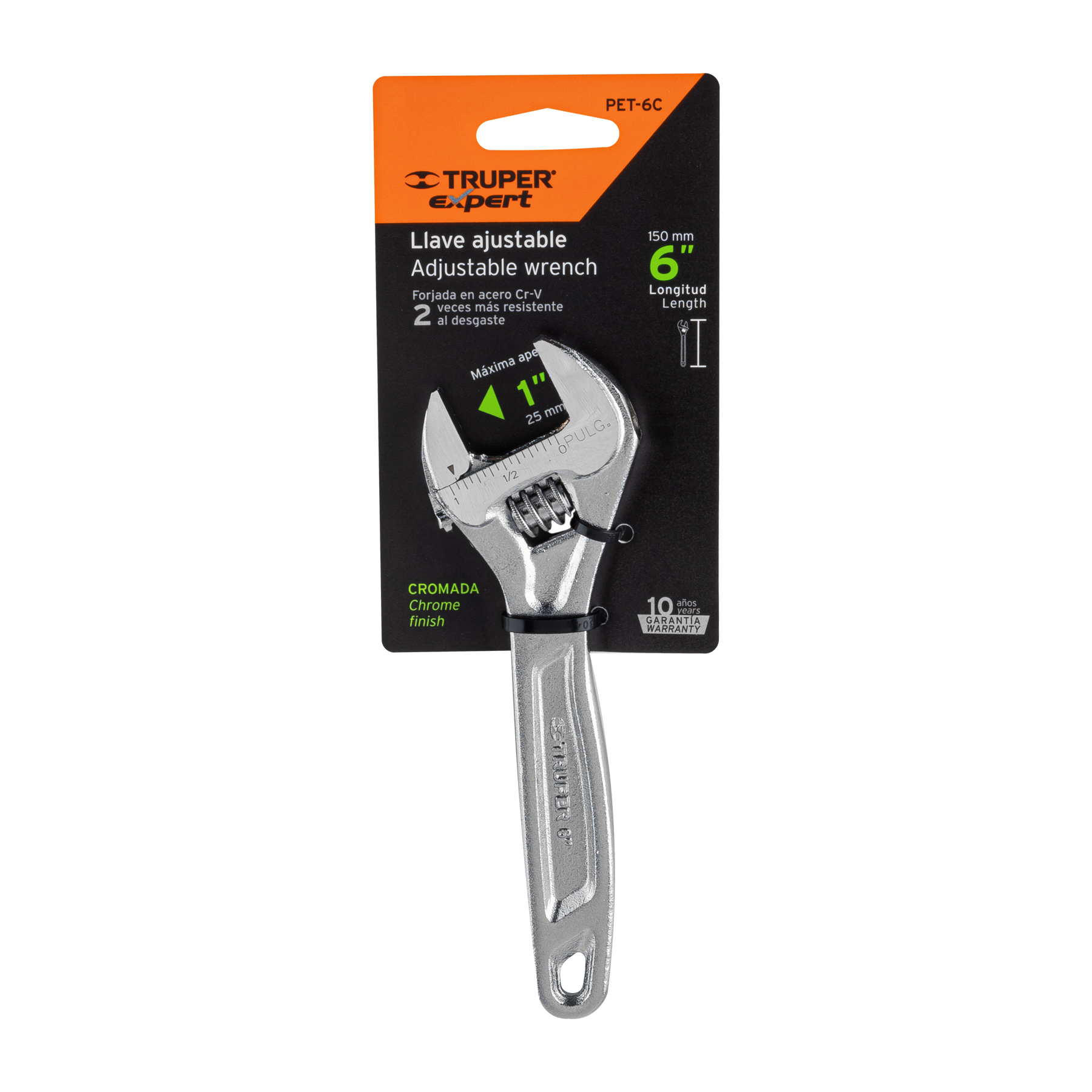 Llave ajustable (perico) 6' profesional cromada, EXPERT - Imagen 5