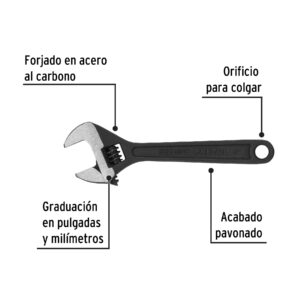 Llave ajustable (perico) 6' pavonada, PRETUL - Imagen 3