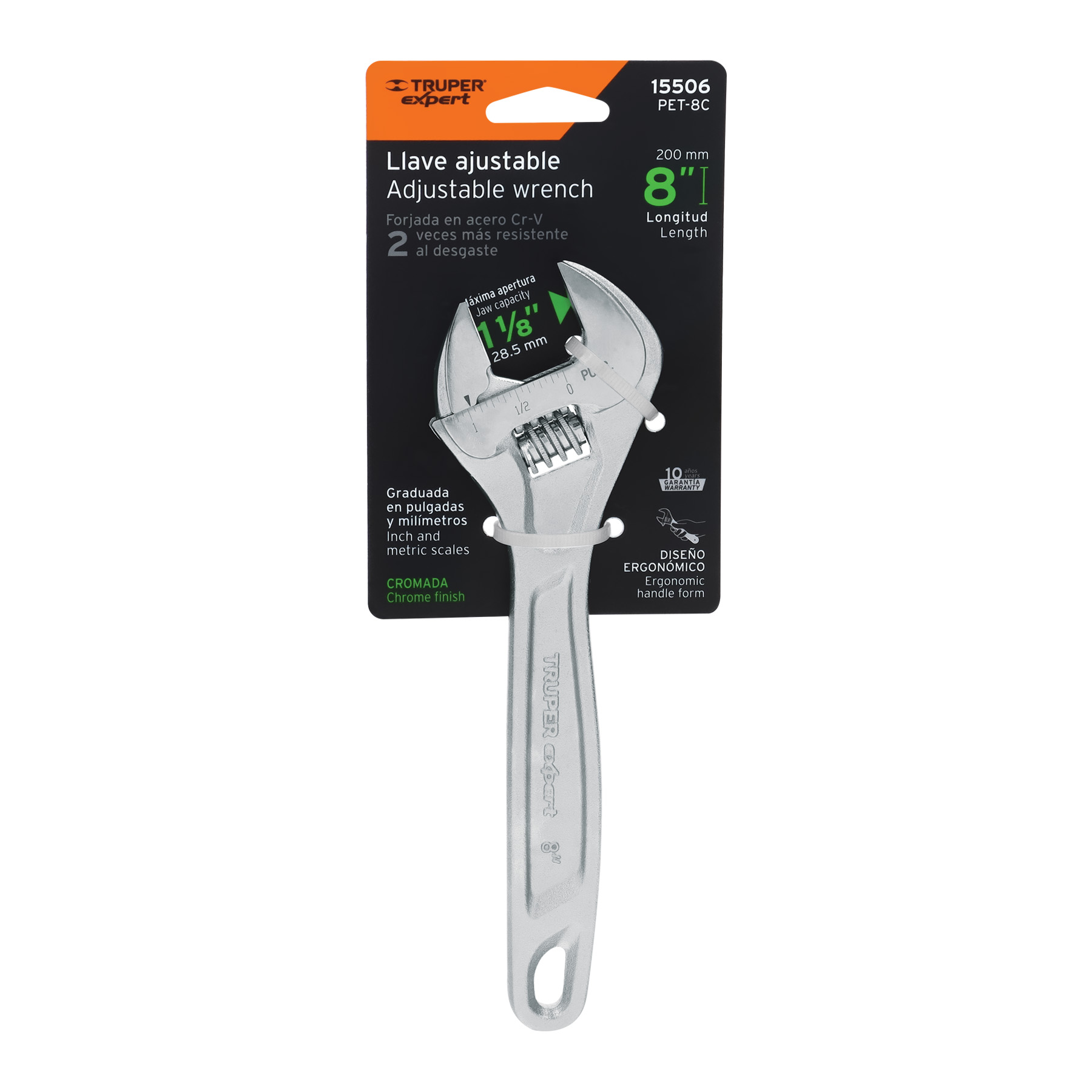 Llave ajustable (perico) 8' profesional cromada, EXPERT - Imagen 5