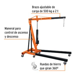 Pluma hidráulica 2 ton, plegable, TRUPER - Imagen 4