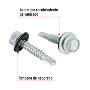 50 pijas #14 x 1-1/4' hexagonal, punta broca con rondana - Imagen 4
