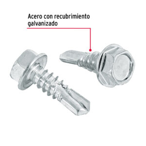 Bolsa 100 pijas #14 x 3/4' cabeza hexagonal, punta de broca - Imagen 3