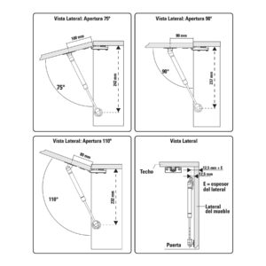 Pistón a gas con capacidad de 100 N / 10 kg, HERMEX - Imagen 4