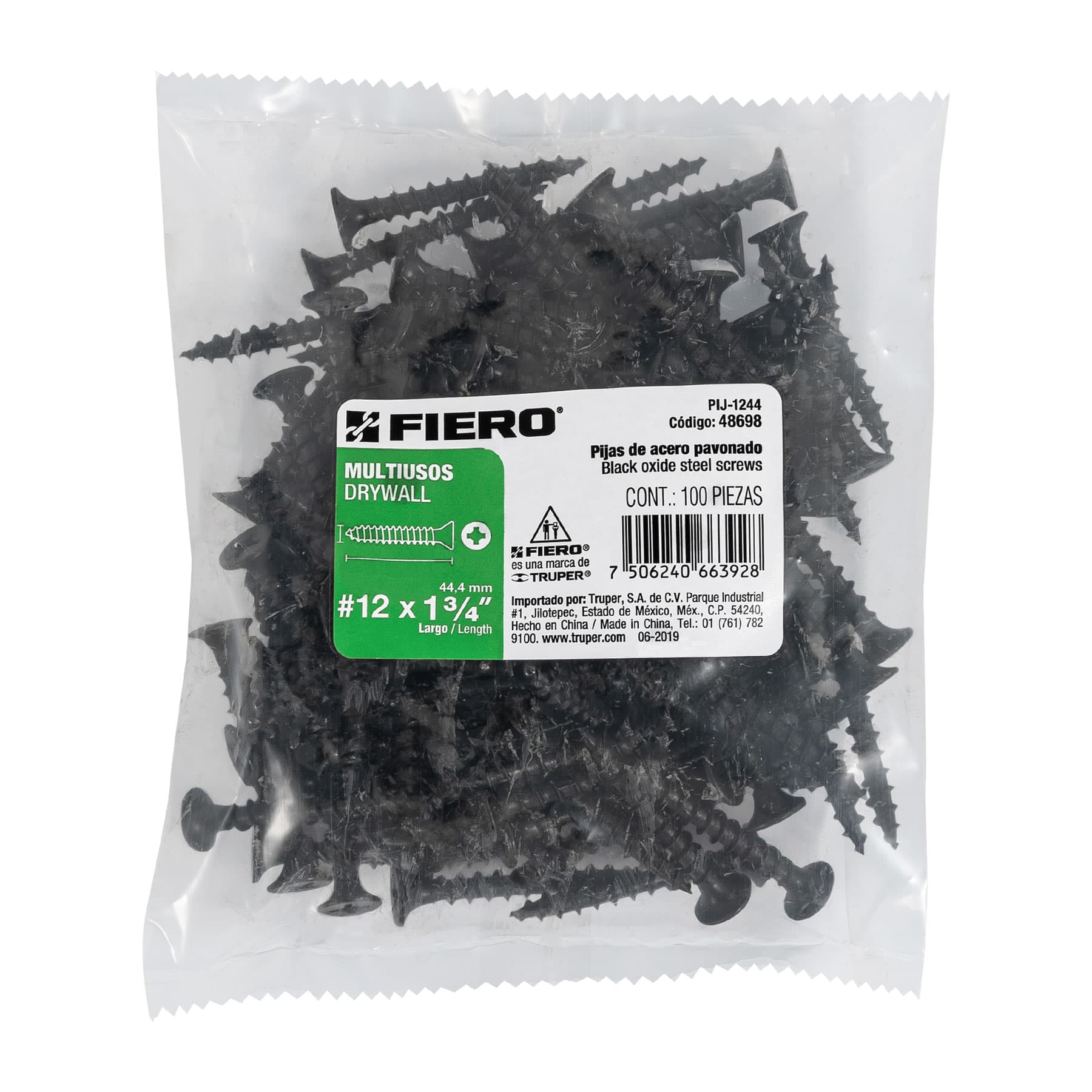 100 pijas #12 x 1-3/4'cabeza plana phillips multiusos - Imagen 4