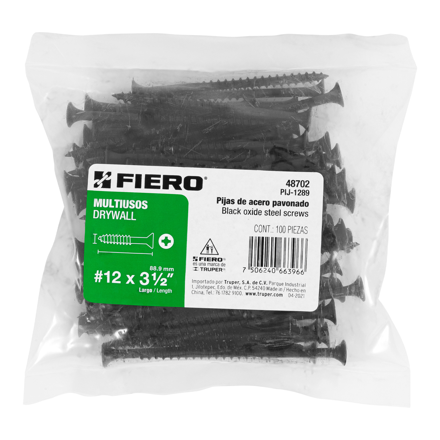 100 pijas #12 x 3-1/2'cabeza plana phillips multiusos - Imagen 4