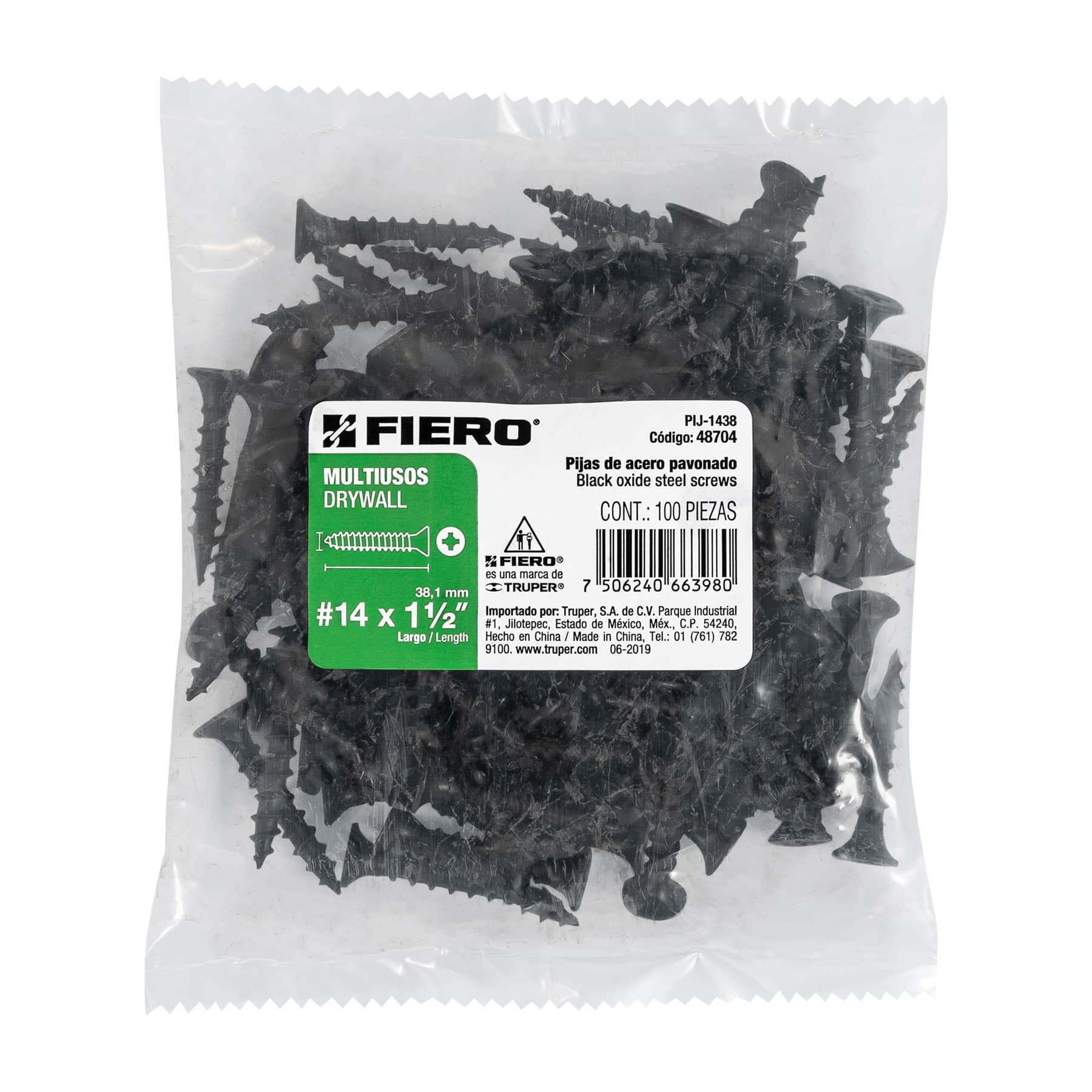 100 pijas #14 x 1-1/2'cabeza plana phillips multiusos - Imagen 4
