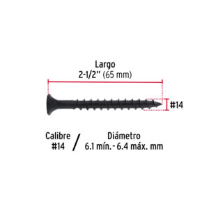 100 pijas #14 x 2-1/2'cabeza plana phillips multiusos - Imagen 4