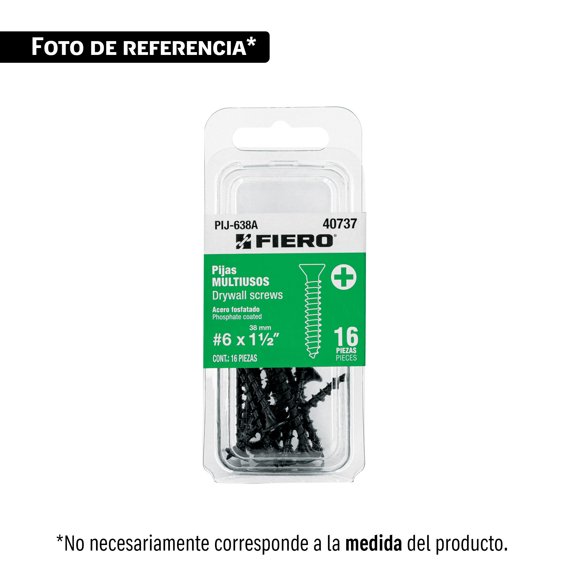 Blíster 20 pijas #6 x 1' cabeza plana phillips multiusos - Imagen 2
