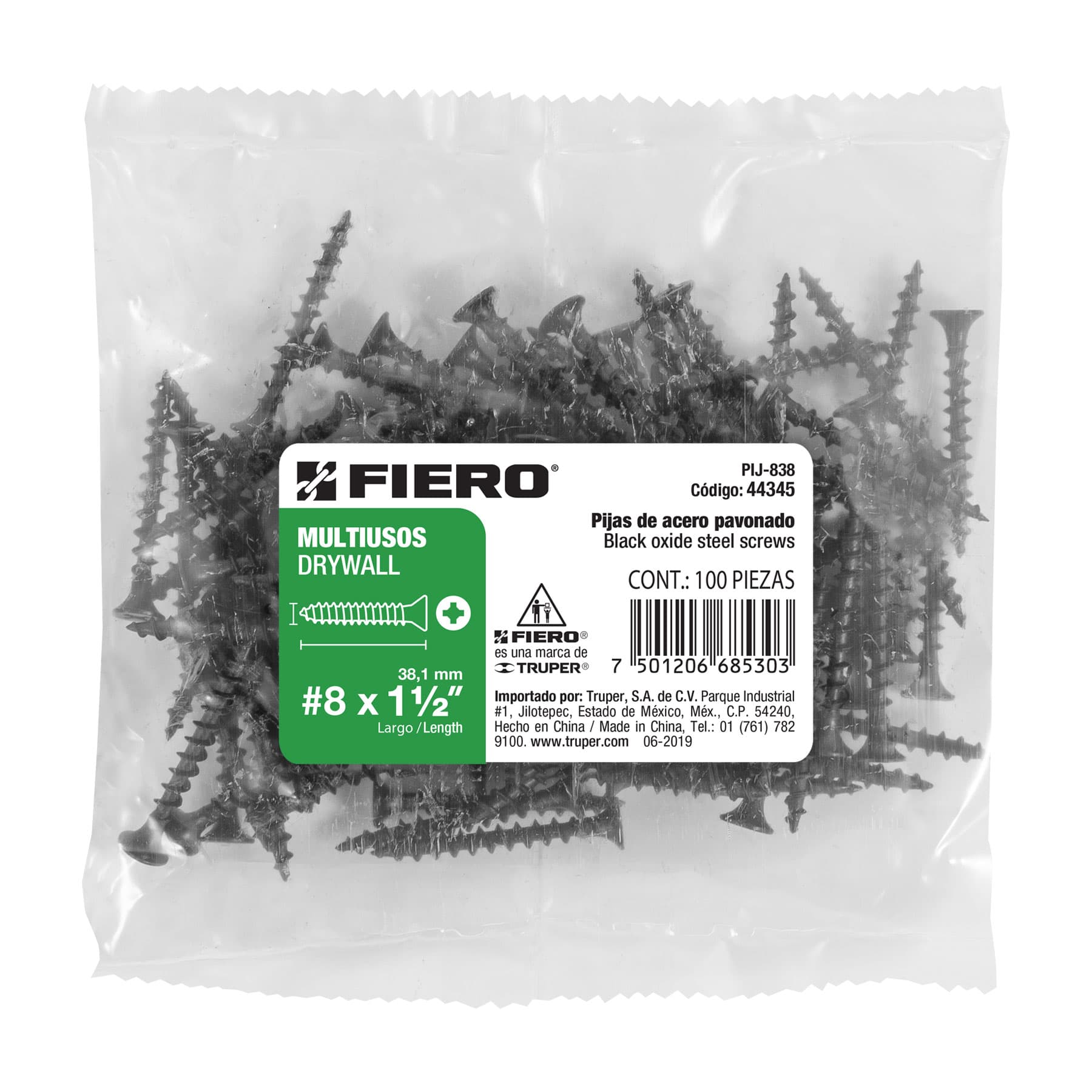 100 pijas #8 x 1-1/2'cabeza plana phillips multiusos - Imagen 4