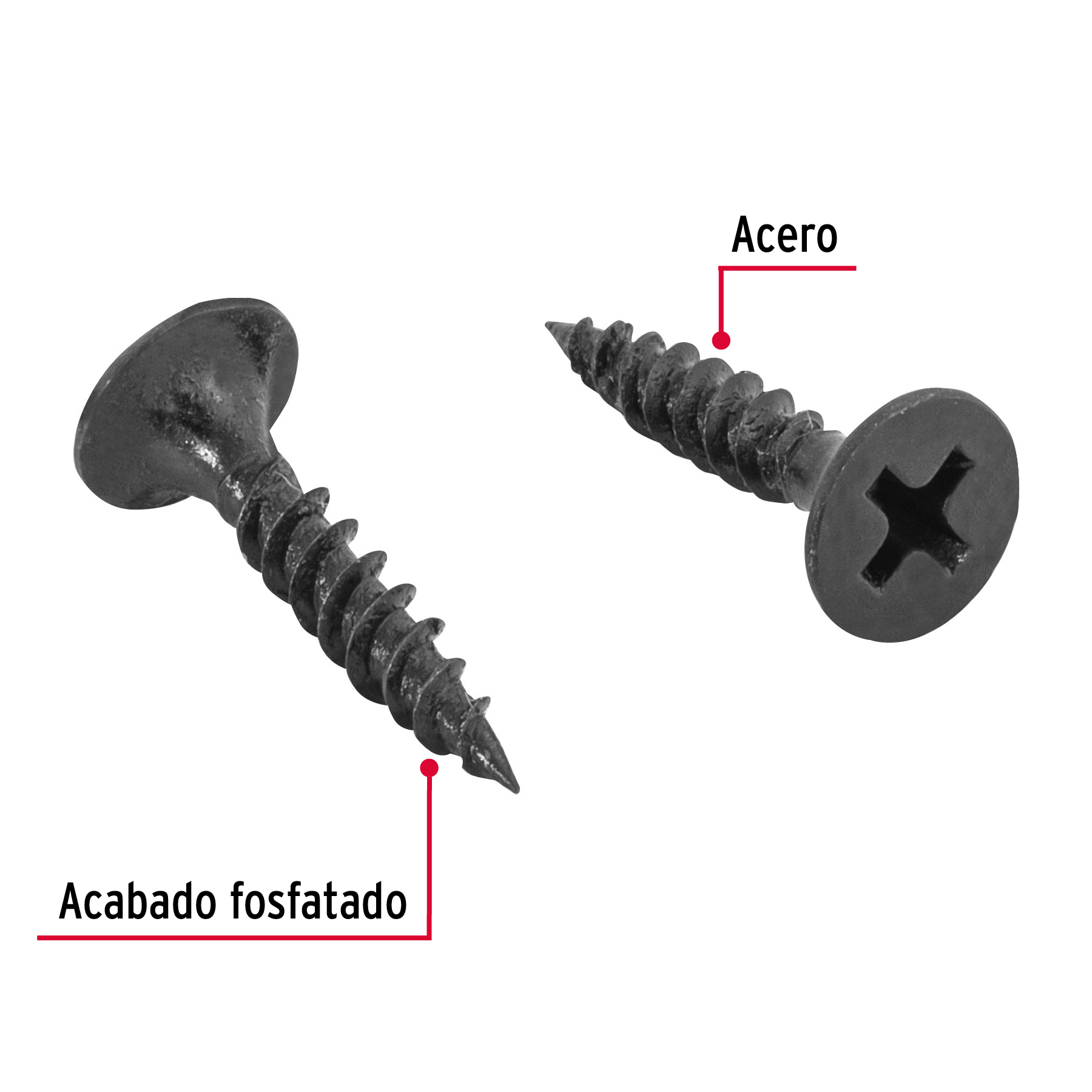 100 pijas #6x3/4'cabeza plana phillips multiusos cuerda fina - Imagen 3
