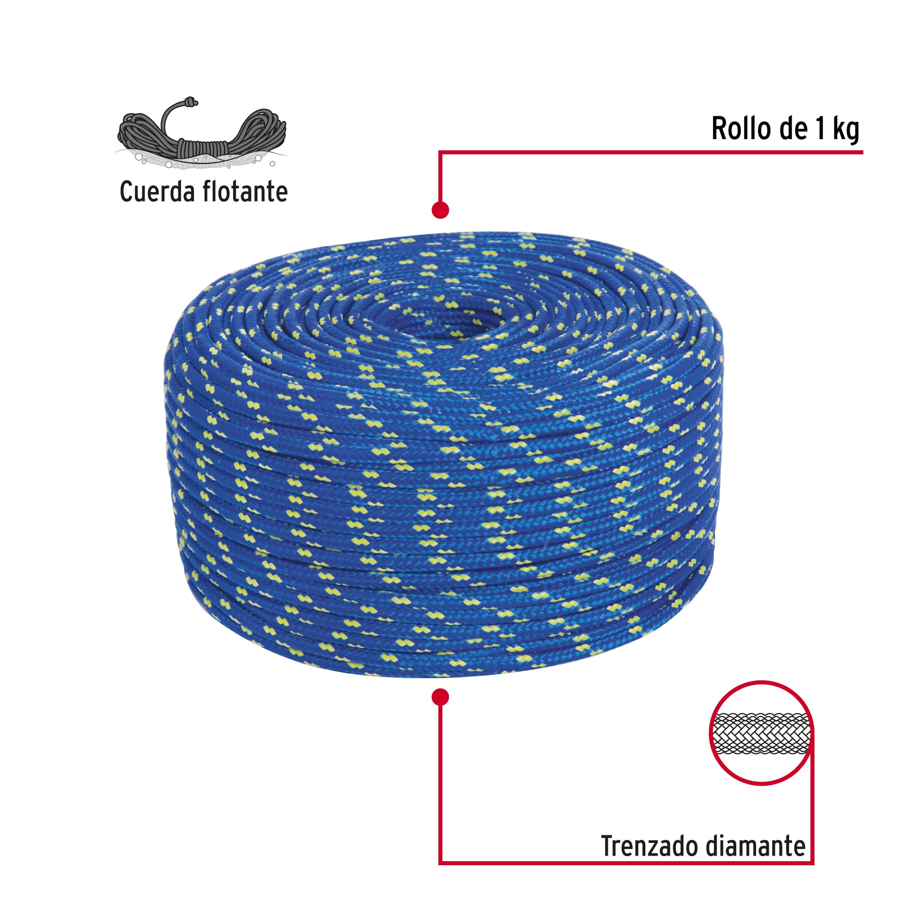 Piola de Polipropileno trenzada, multicolor, 5mm, 1 Kg - Imagen 3