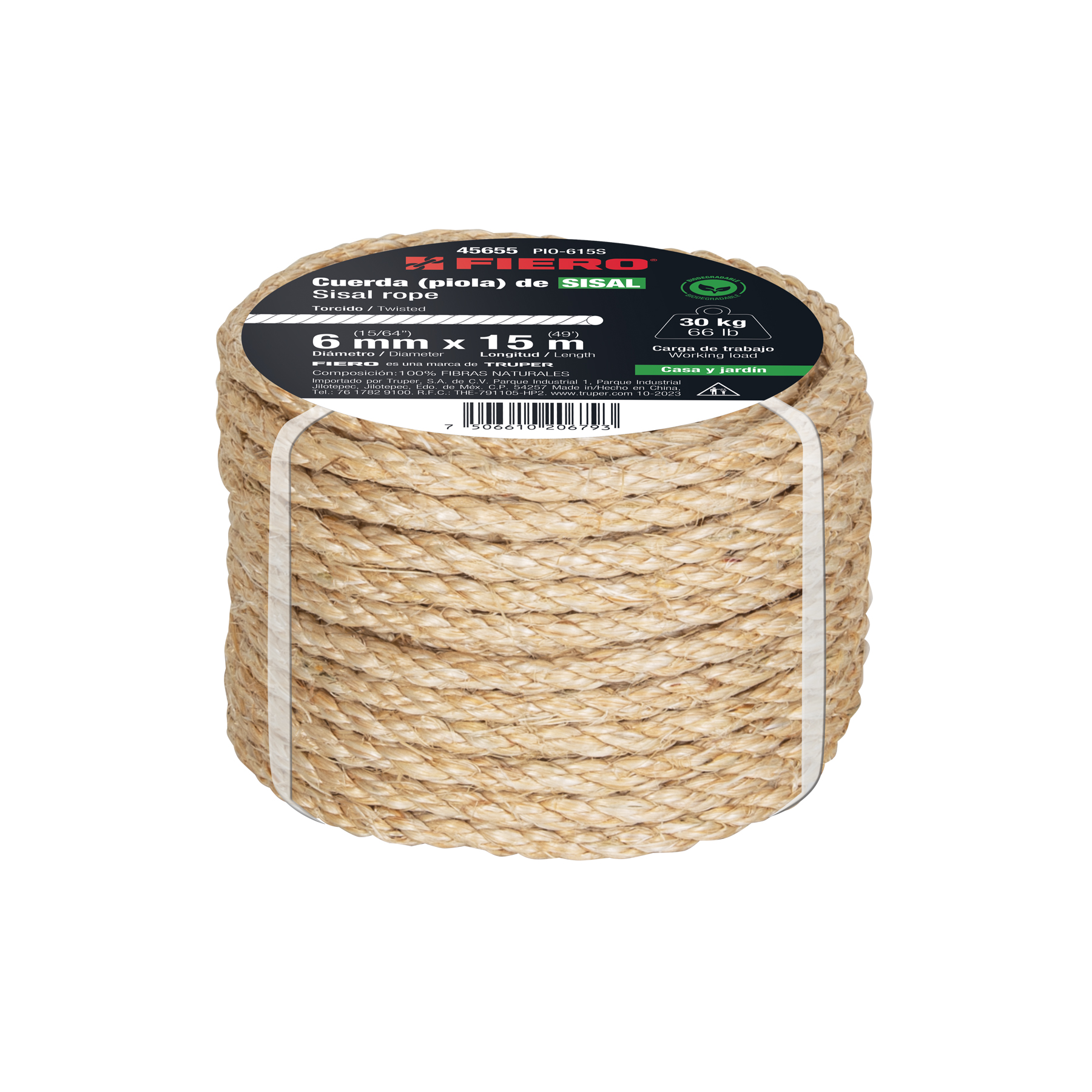 Piola de Sisal (henequén) de 6 mm x 15 m natural, FIERO - Imagen 5
