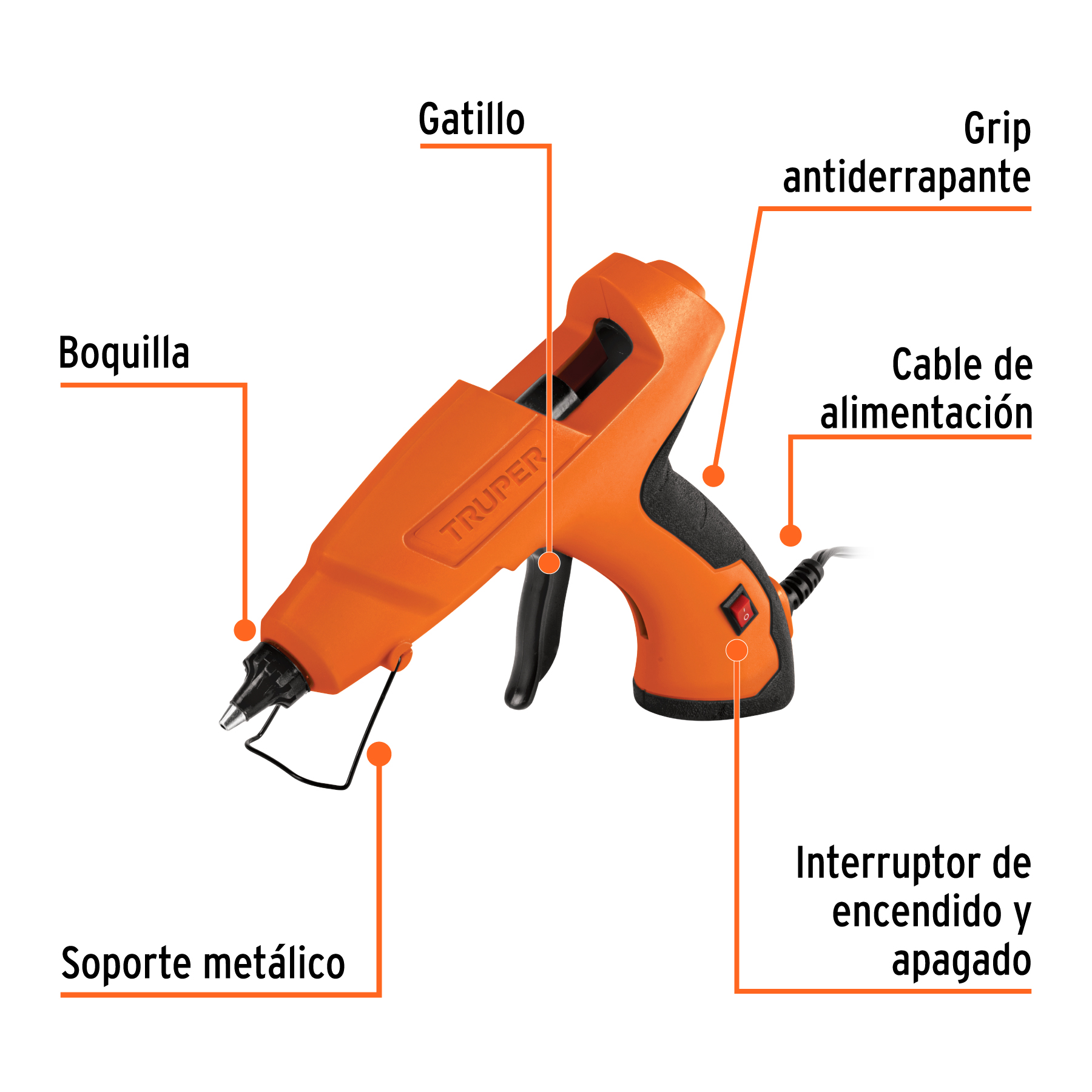 Pistola eléctrica de 80W para silicón de 1/2', 127V, TRUPER - Imagen 3