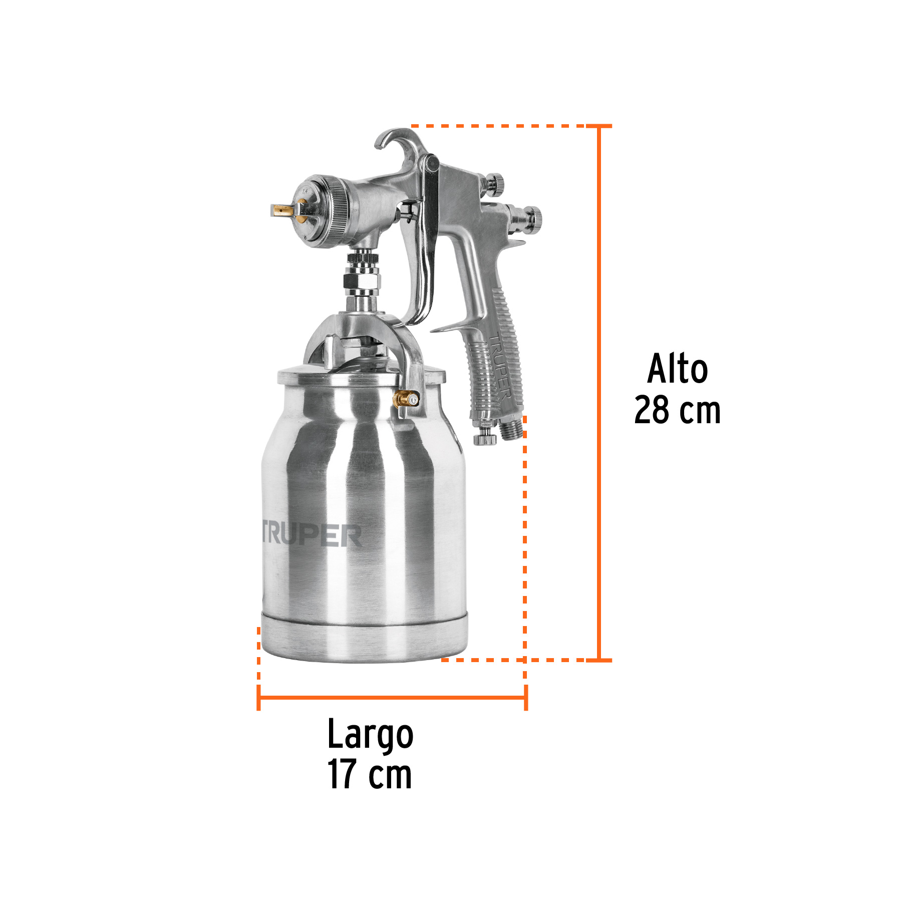 Pistola p/pintar succión HVLP vaso aluminio, 1.4 mm, TRUPER - Imagen 6