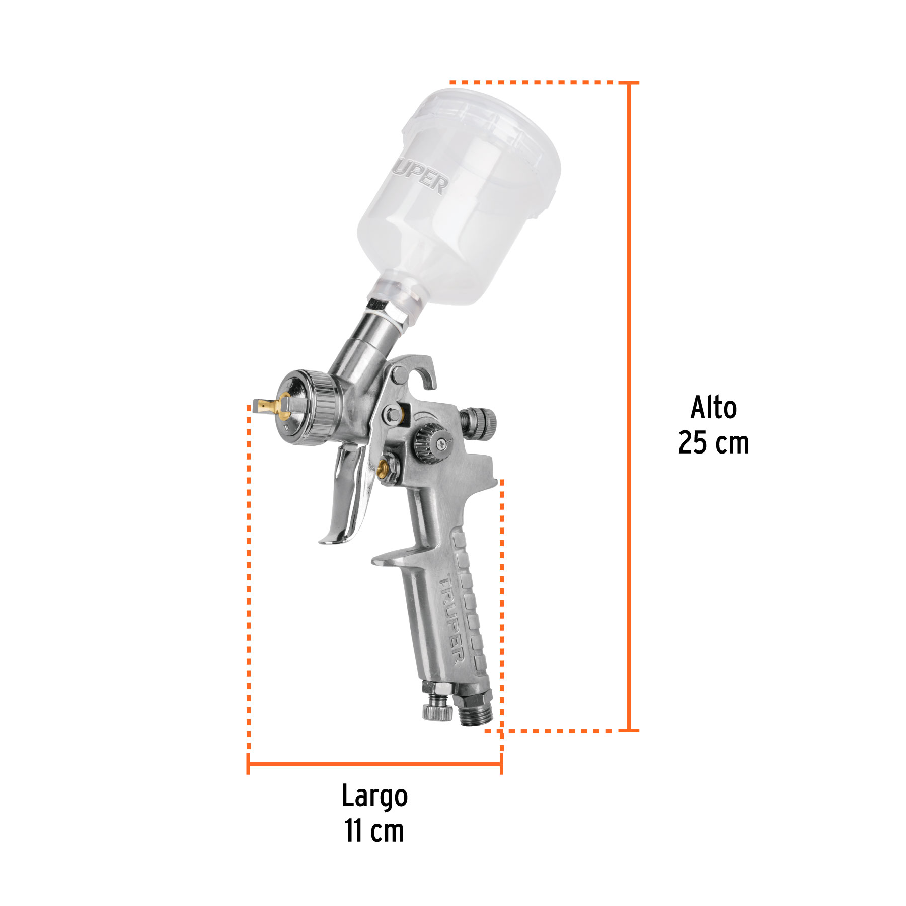 Pistola p/retoque gravedad HVLP vaso plástico, 1 mm, TRUPER - Imagen 6