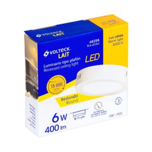 Luminario LED plafón 6W 3000K, redondo, blanco, VOLTECK - Imagen 5