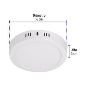 Luminario LED plafón 12W 3000K, redondo, blanco, VOLTECK - Imagen 5