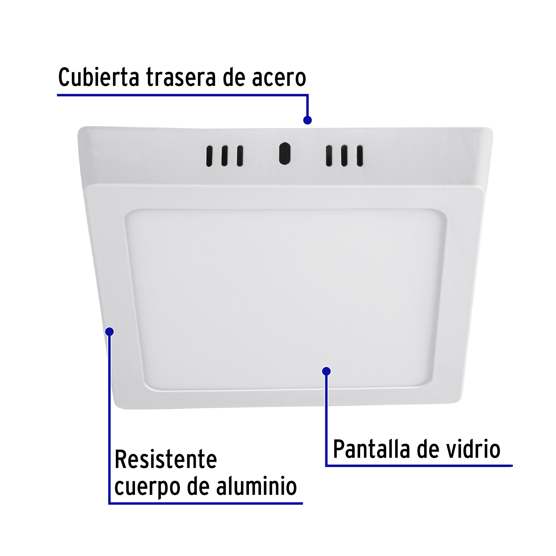 Luminario LED plafón 12W 6500K, cuadrado, blanco, VOLTECK - Imagen 5