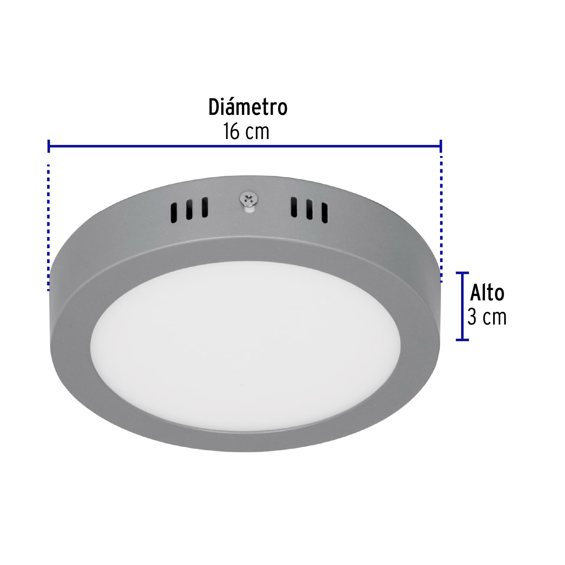 Luminario LED plafón 12W 6500K, redondo, gris, VOLTECK - Imagen 4