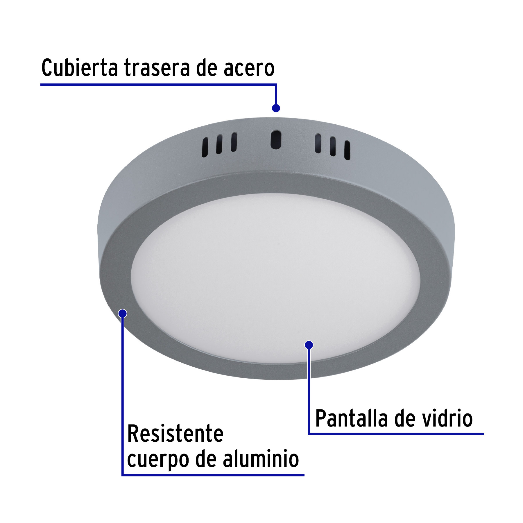 Luminario LED plafón 12W 6500K, redondo, gris, VOLTECK - Imagen 5