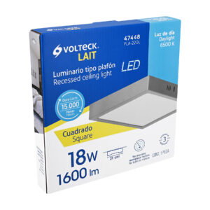 Luminario LED plafón 18W 6500K, cuadrado, gris, VOLTECK - Imagen 6