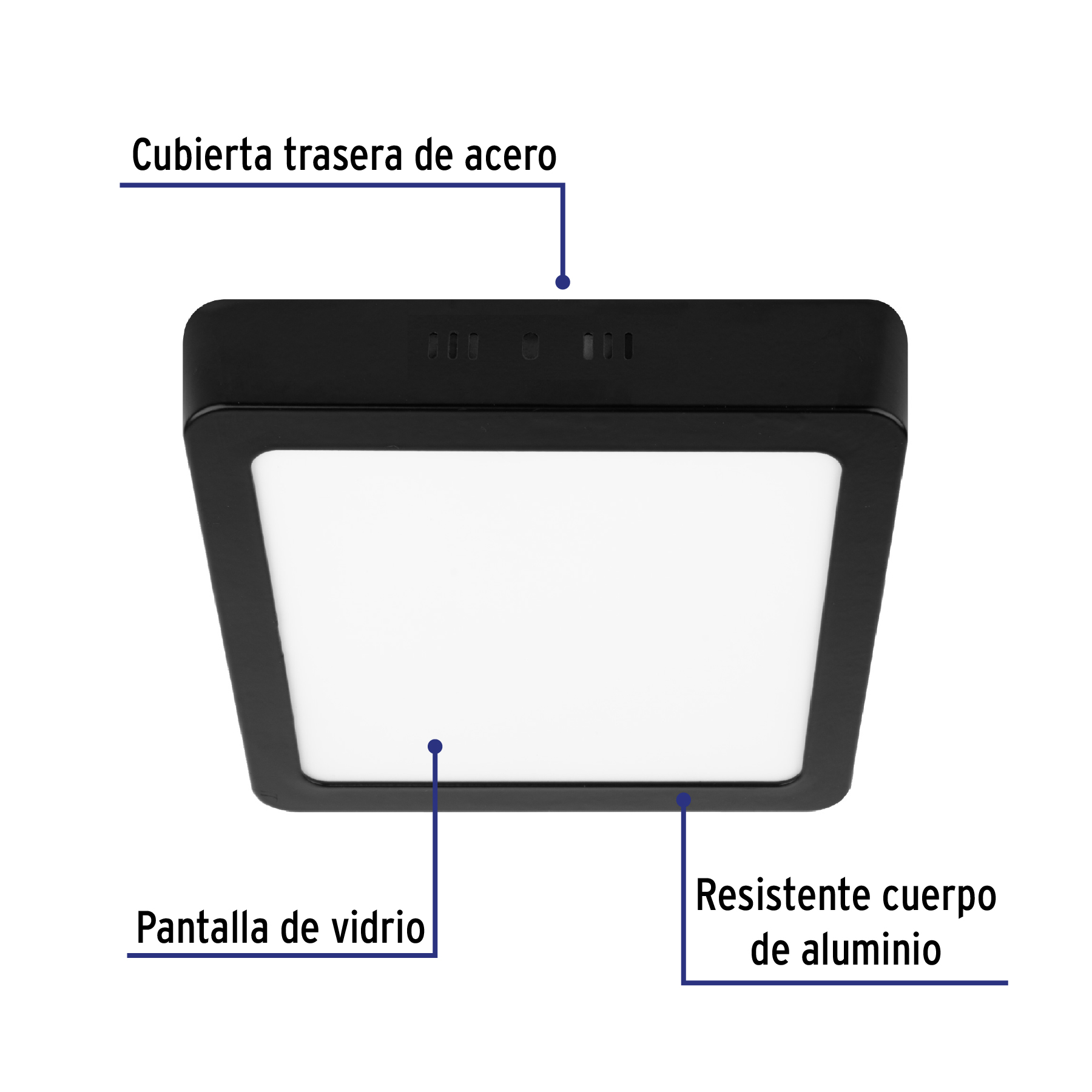 Luminario LED plafón 12W 6500K, cuadrado, negro, VOLTECK - Imagen 3