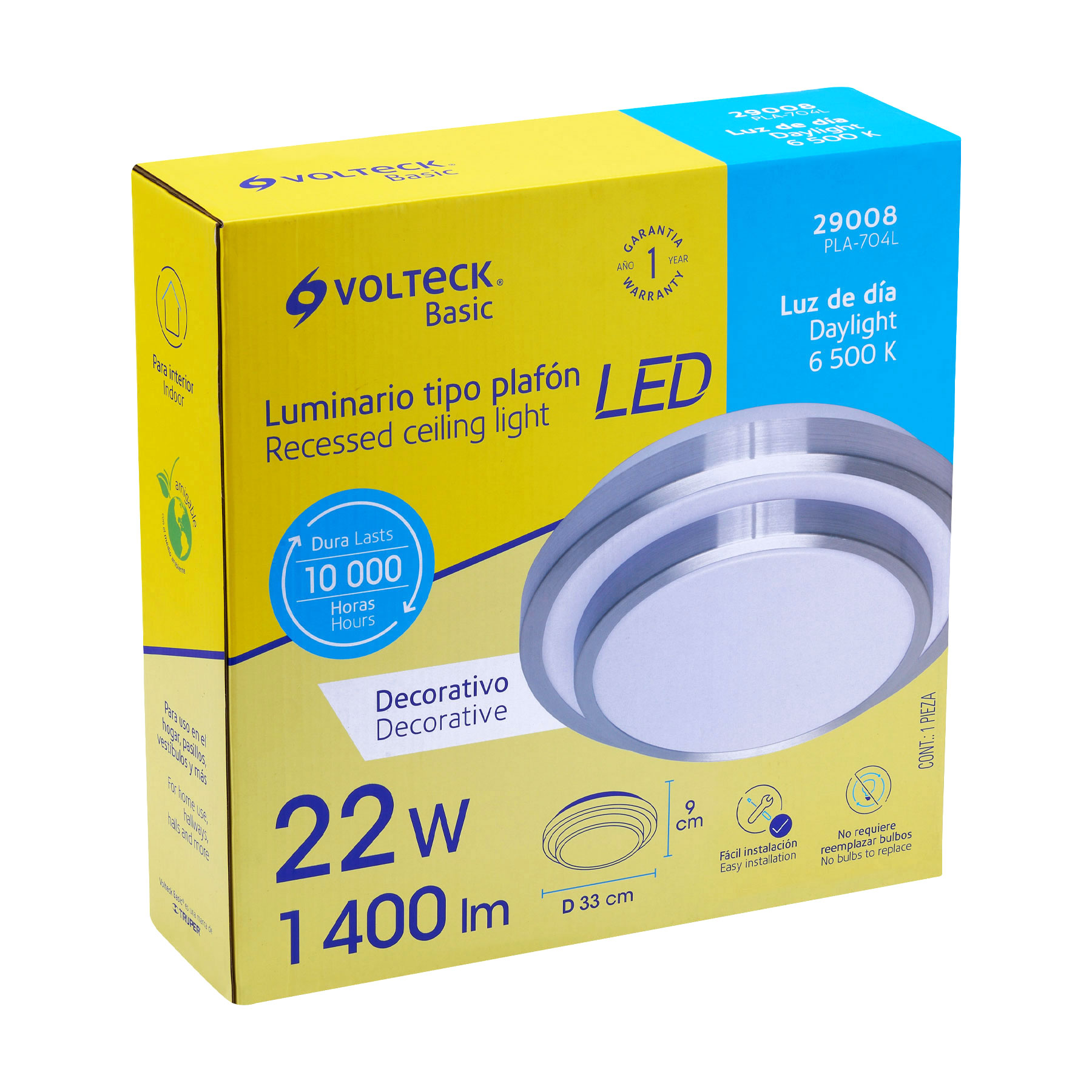 Luminario LED plafón decorativo 22W 6500K, metálico, BASIC - Imagen 6