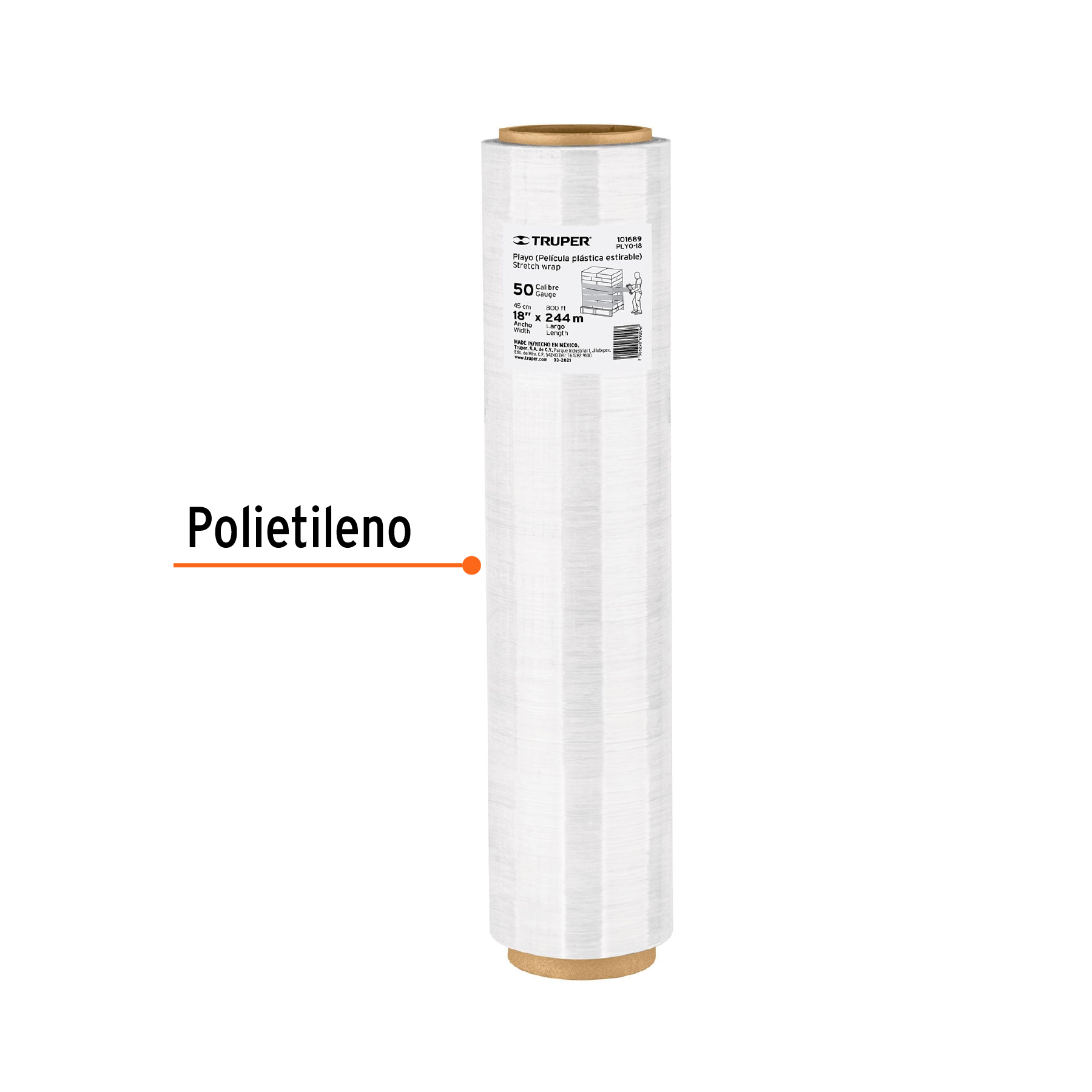 Rollo de 244m película plástica transparente playo 18' cal50 - Imagen 3