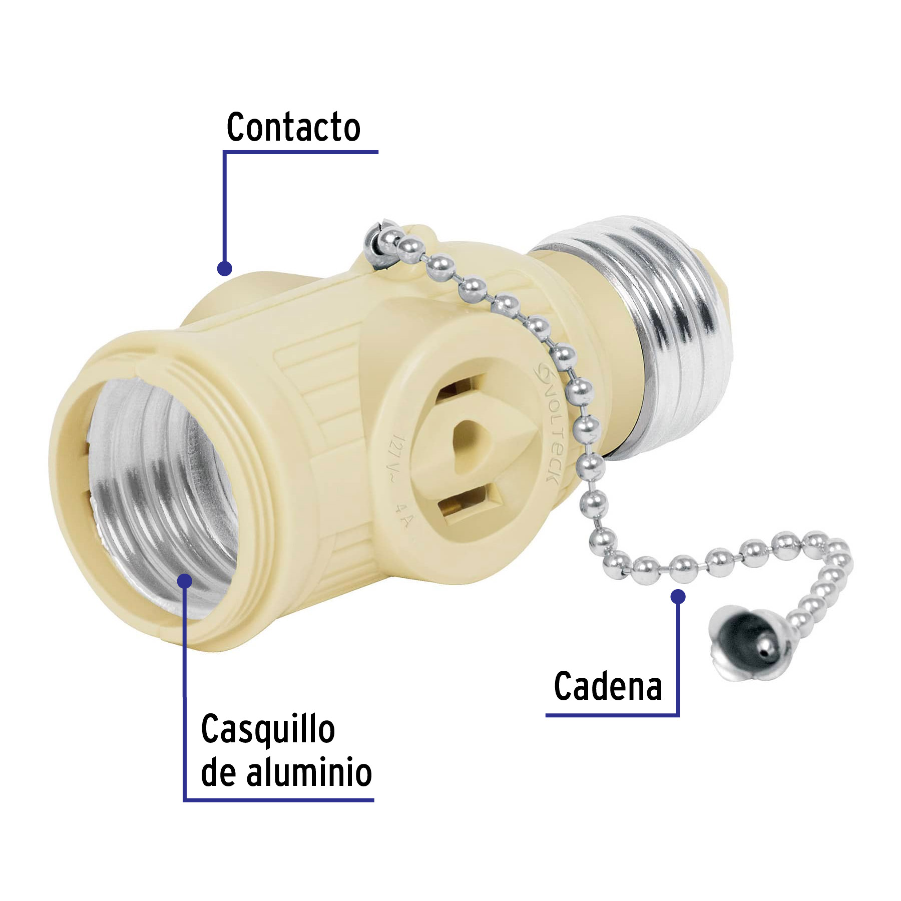 Portalámpara de baquelita, con interruptor de cadena VOLTECK - Imagen 3