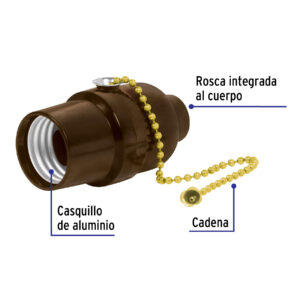Portalámpara de baquelita, con interruptor de cadena VOLTECK - Imagen 3