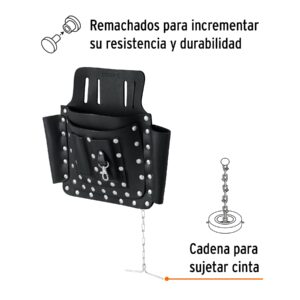 Porta herramientas de cuero con 8 compartimentos, TRUPER - Imagen 3