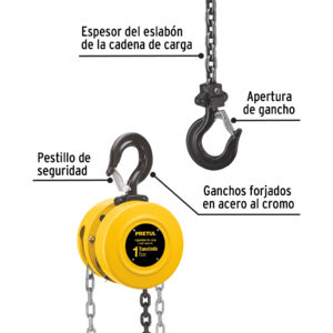 Polipasto de cadena de 1 ton, PRETUL - Imagen 3