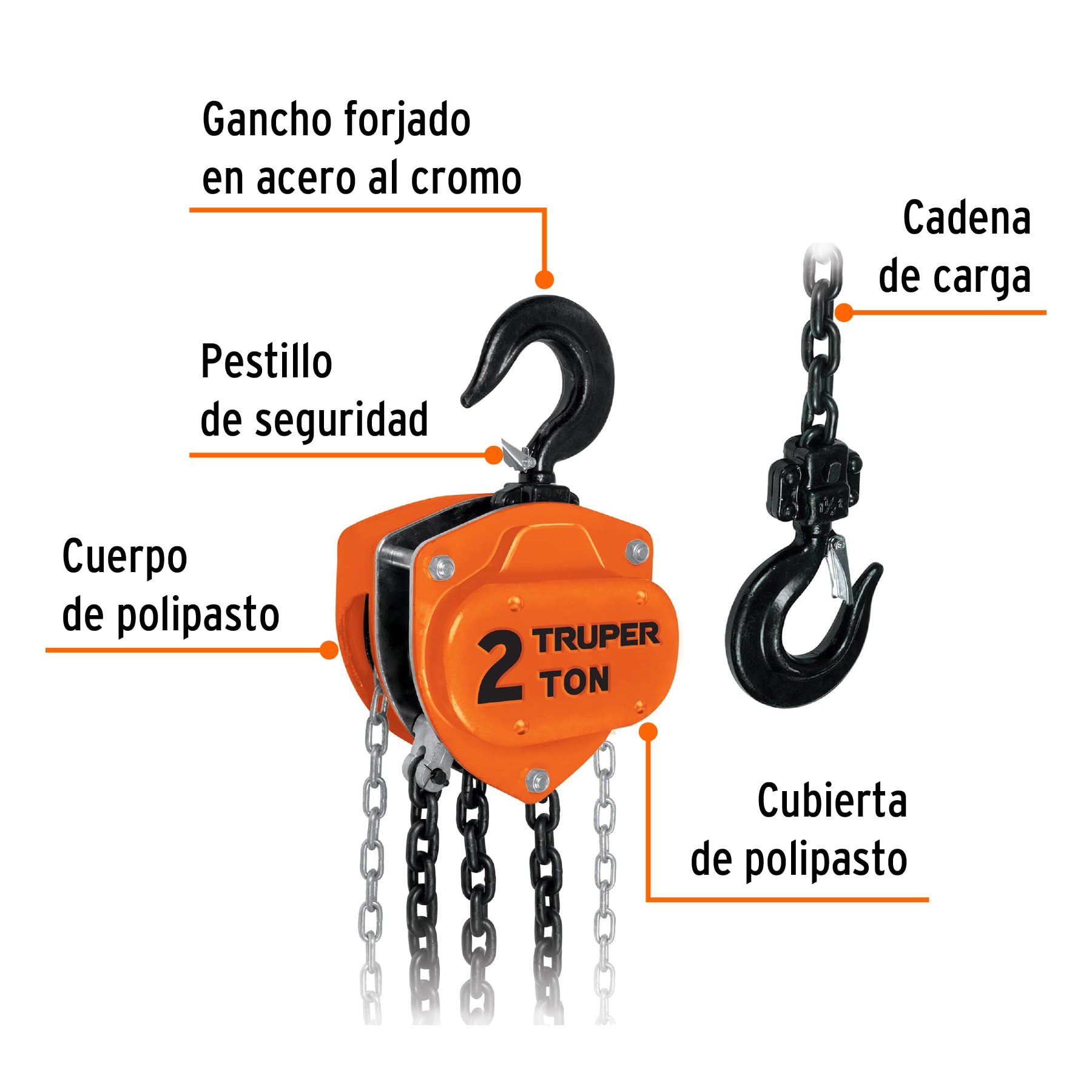 Polipasto de cadena de 2 ton, TRUPER - Imagen 4